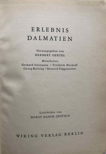 Oertel Herbert: Erlebnis Dalmatien